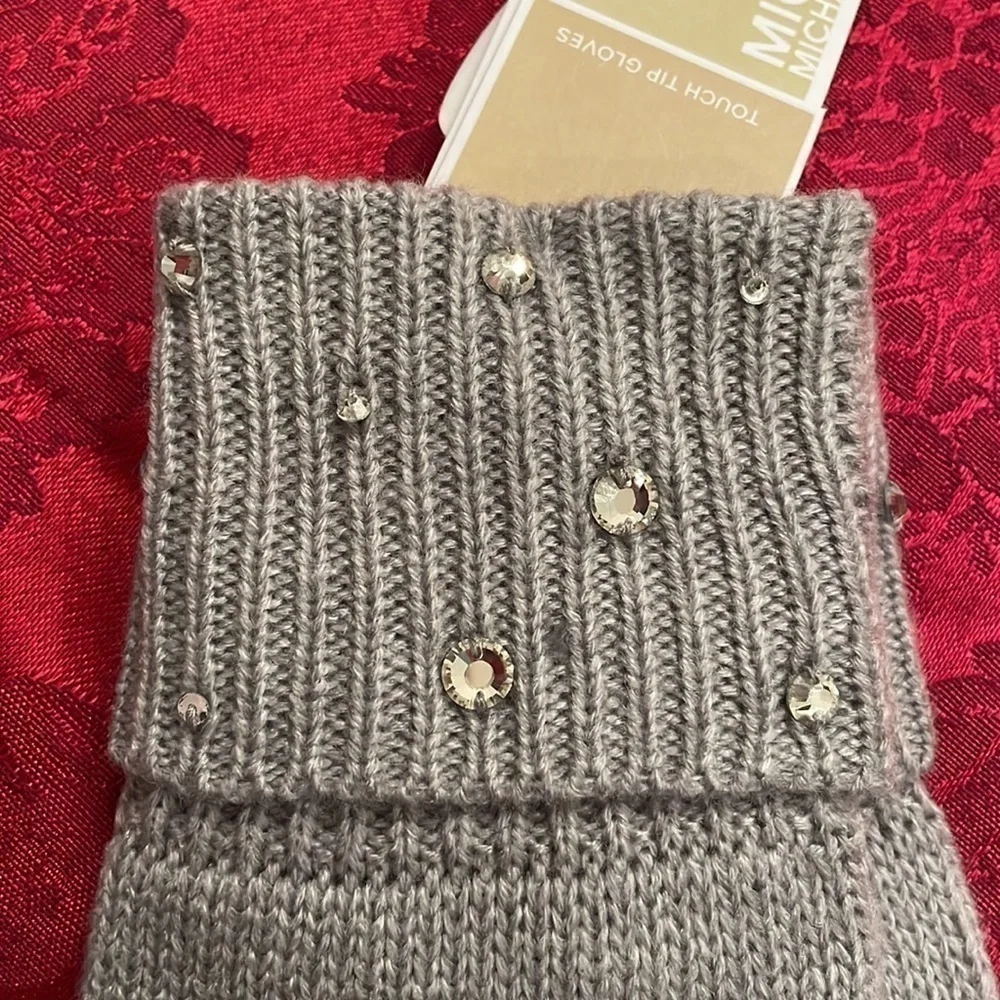 Brand New Michael Kors Embellished Cuff Heather Gray Touchscreen Rhinestones